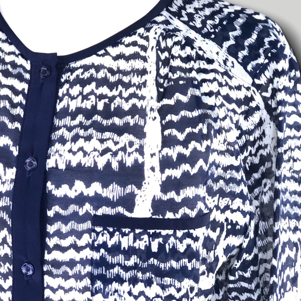 Trina Turk Navy & White Blouse M
